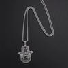 Collier Rétro Punk Gothique | Pendentif Œil du Diable & Main de Fatima | Acier Inoxydable Unisexe Amulette Porte-Bonheur