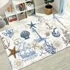 Vintage Nautical Coastal Print Area Rug Soft Non-Slip Living Room Carpet Ocean Lighthouse Anchor Starfish Pattern Floor Mat