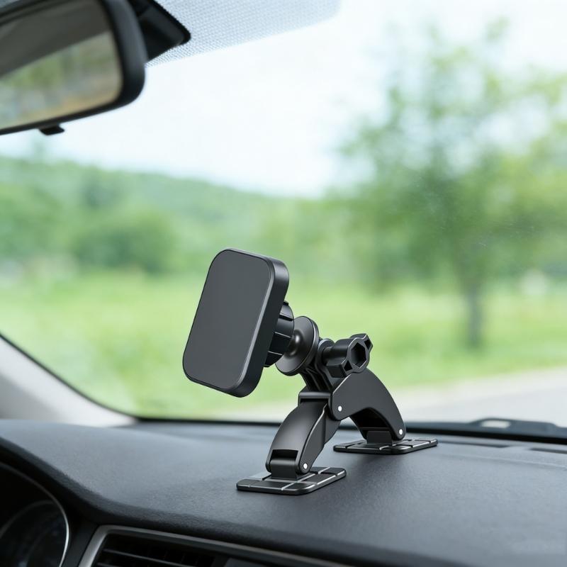 ABS Magnetic Car Phone Holder Support Feature Easy Installation for Drivers Firm Adhesion to Curved Dashboard