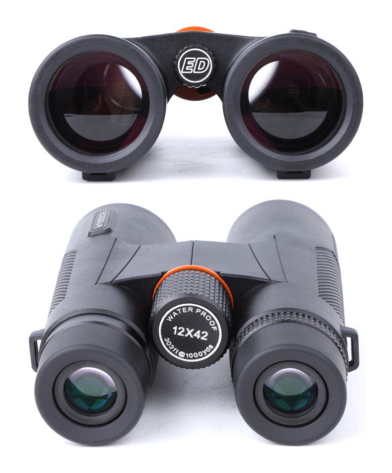 ED12X42 High Magnification HD Binoculars - Low Light Night Vision, Nitrogen-Filled, Waterproof, Portable for Travel