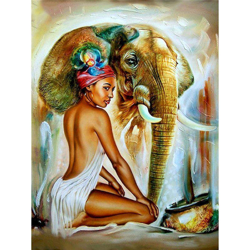 Full Round Handmade Diamond Mosaic Elephant Diamond Embroidery Animals Art Painting Crafts Needlework Home  Decoratio