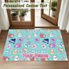 Crystal Velvet Square Rug Custom NameAdventure Time cartoon Pattern Non Slip Home Floor Decor Rug