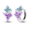 Women's Spring 925 Silver Butterfly Dragonfly Flowers Color Romantic Sweet Earrings Fit for Party Delicate Gift Jewelry