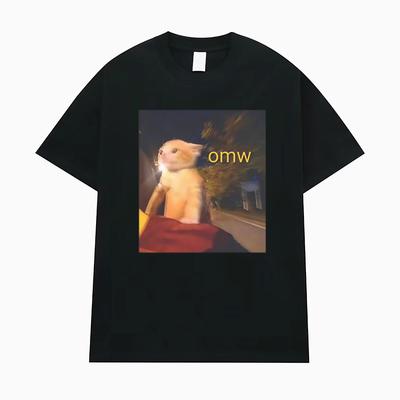 Omw! Cat Funny Meme Graphic T-shirts Men Women Clothes Fashion Vintage T Shirts Oversized High Quality T Shirt Cotton Streetwear