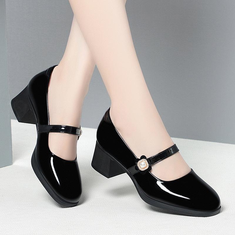 Neuer Stil, Weichsohle, Weiches Obermaterial, Damen-Schuhe, Vielseitig und Modisch, Mittlerer Absatz, Einriemen, Damen-Single-Schuhe