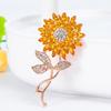 Glittering Rhinestones Floral Pin Comfortable Alloy Clasp Lapel Badge For Accessorizing Fashionable Outfit Enhancer