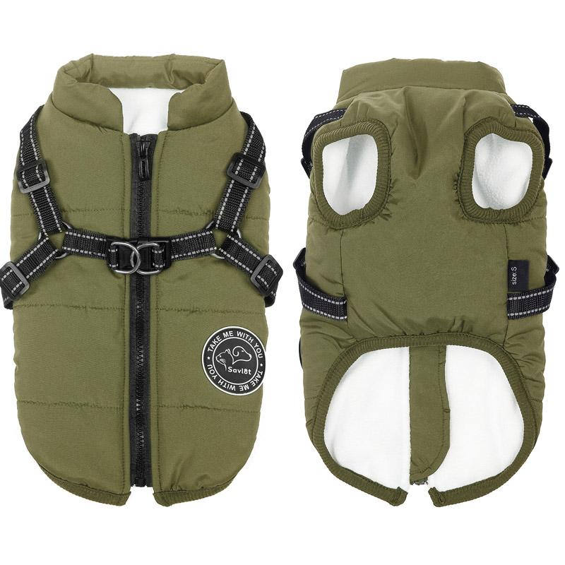 Zimní zateplená bunda pro psa Nepromokavý kabátek pro malé psy Oblečení Fleece s postrojem Vesta pro štěně Chihuahua Labrador Kostým