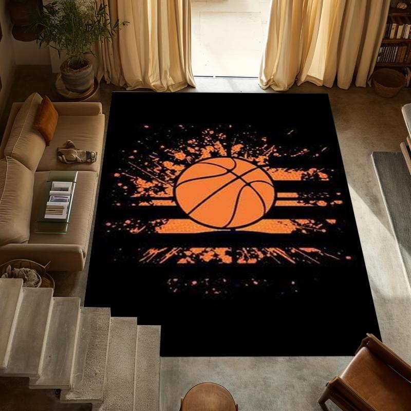 

Basketball Fan Living Room Rug Orange Basketball Pattern Modern Home Decor Carpet Soft Non-Slip Floor Mat for Bedroom 40X60cm