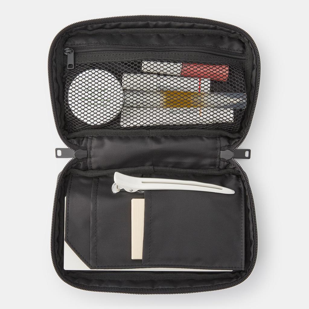 MUJI Nylon X 4 X 12 83525477 Book-Shaped Pouch, Black, Approx. 20.5 Cm,