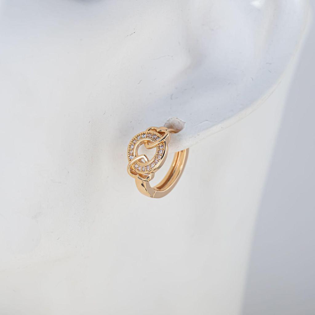Exquisite Korean Style Double Heart Hoop Earrings with Micro-set Diamonds