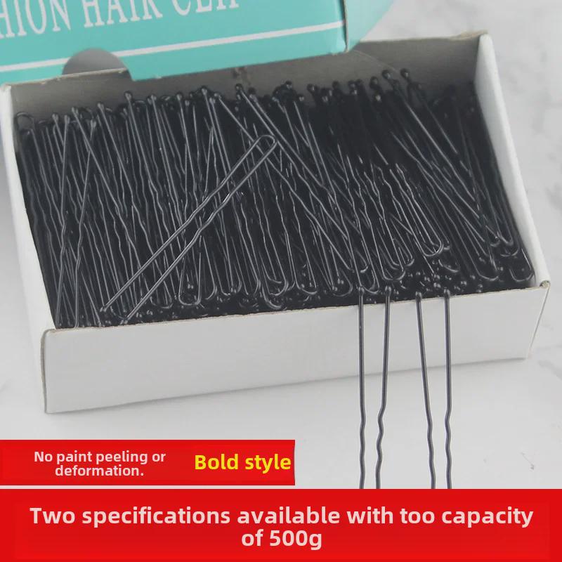 Black Bold U-Shaped Hairpins, 500g Large Pack for Hair Buns, Evening Styles, Straight or Wavy Hair