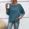 Women's Fashionable Solid Color Round Neck Long Sleeved Casual Pullover T-shirt Top