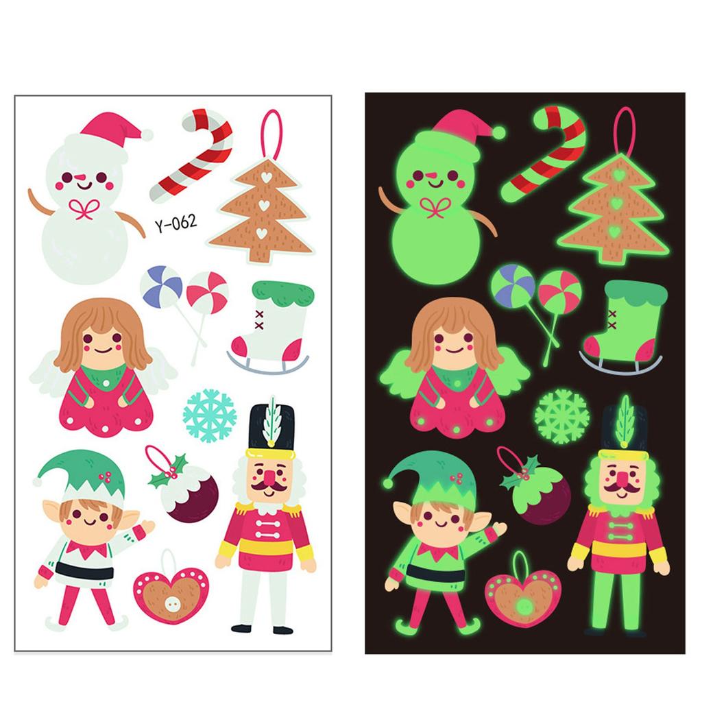 10Pcs Christmas Tattoo Stickers Luminous Waterproof Temporary Face Funny Decoration