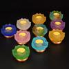 Glass Lotus Candlestick Buddha Hall Candlestick Temple Candle Holder Pray for Auspiciousness No Candles Included Home Decoration
