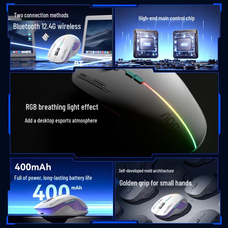 AOC MS400 Dual Mode Wireless Bluetooth Rechargeable Mouse