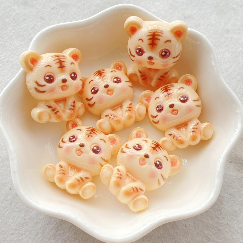 

10pcs Cute Cartoon Dogs, Rabbits, Monkeys, Tigers, Deer Flat back Resin Scrapbook Figurines DIY Home Decor Crafts