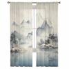 Landschaft Baum Aquarell Gardinen für Wohnzimmer Küche Fenster Vorhänge Schlafzimmer Tüll Voile Vorhänge
