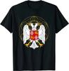 Servische dubbelkoppige adelaar voor een Servië wapenschild Fan Mannen T-shirt Korte Mouw Casual 100% Katoen Ronde Hals Zomer T-shirts