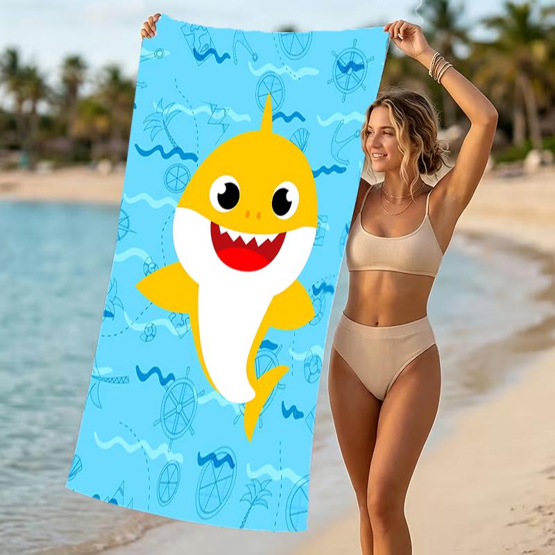 Beach Towel with B-Baby Shark Pattern - soft,absorbent,machine washable Lightweight&Modern,swimming,Travel Essentials
