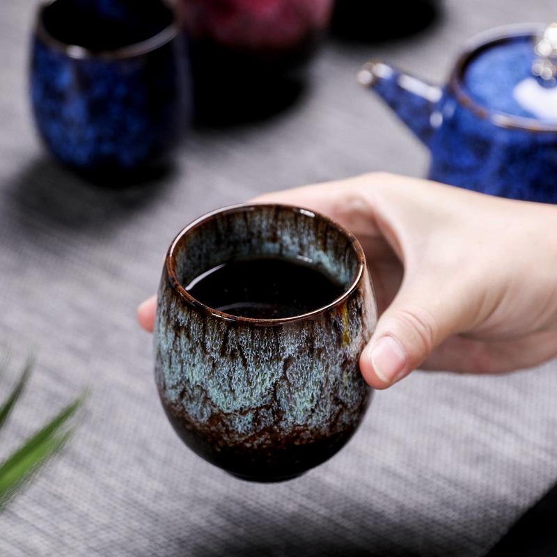 Wholesale Reusable 150ml Chinese Kung Fu Kiln Change Ceramic Home Tea Cup Japanese Style Ceramic Clay Tea Service Cup