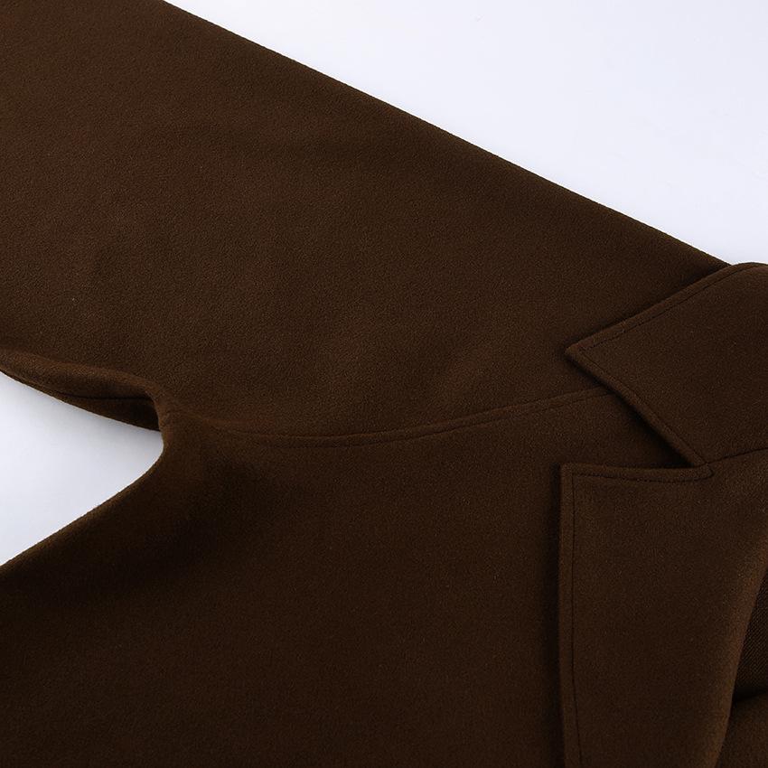 High-end Women's Autumn/Winter Woolen Coat with Versatile Waist Tie and Suit Collar