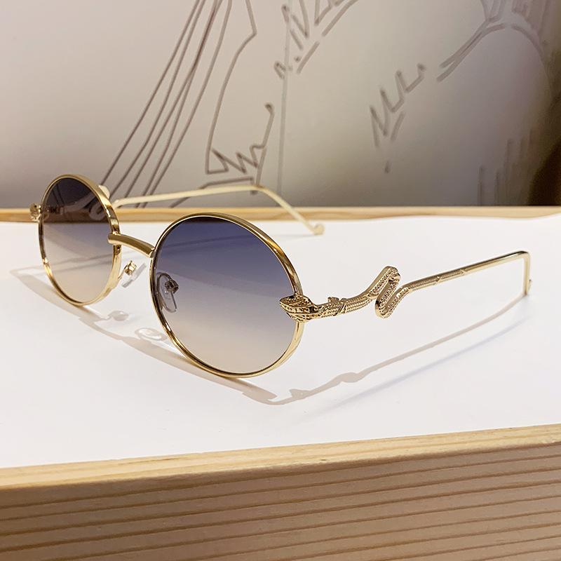 New Luxury Ins Star-Style Oval Sunglasses For Women Fashionable Snake-Shaped Leg Sunglasses High-End Retro Literary Sunglasses