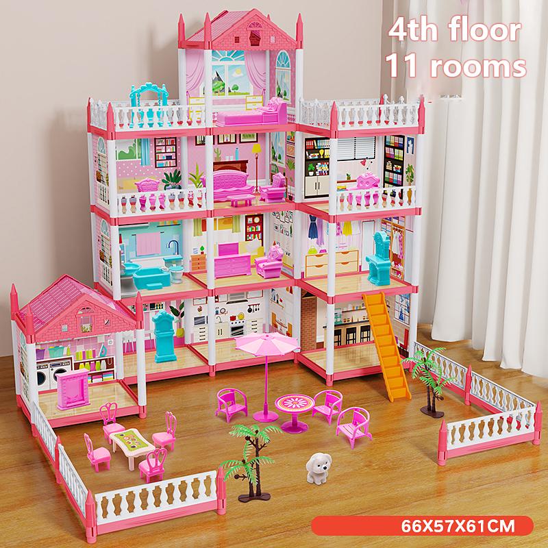 Dziecięcy Muzyczny Domek dla Lalek Montaż Willa Dom 3D DIY Wymarzony Zamek Księżniczki Willa Montaż Zestaw Domku dla Lalek Zabawka Dziewczynka Zabawka Rodzinna