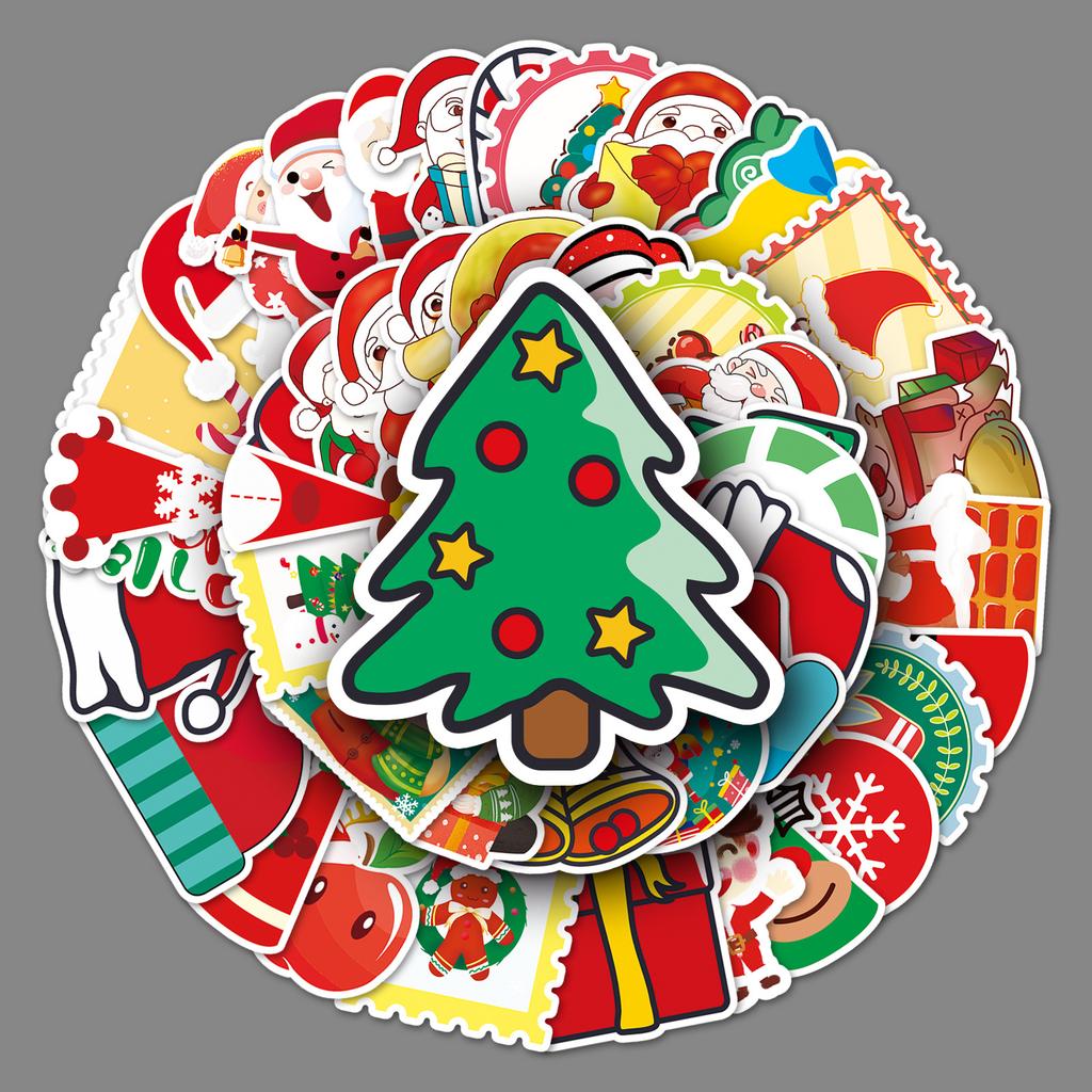 50 Christmas Cartoon Doodle Festival Guka Scooter Laptop Suitcase Decoration Waterproof Stickers