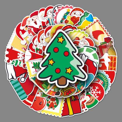 50 Vánoční Kreslené Čmáranice Festival Guka Koloběžka Laptop Kufr Dekorace Vodotěsné Samolepky