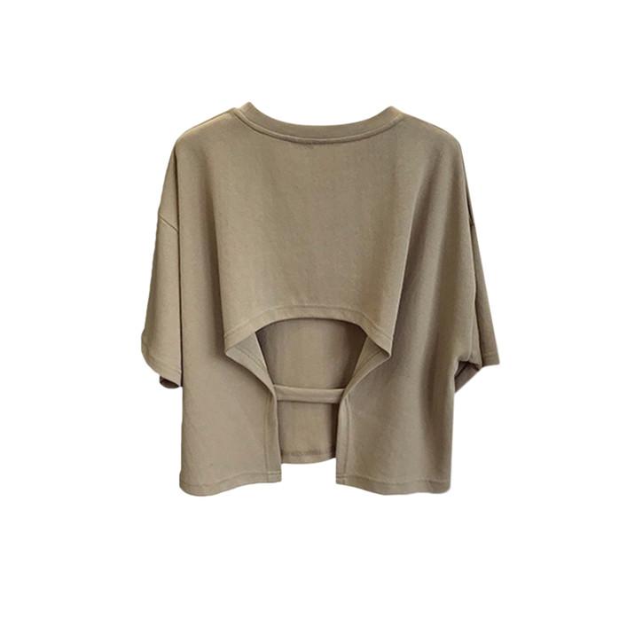 Dámská trička s krátkým rukávem v korejském stylu Cool Solid Oříznuté letní ležérní trička