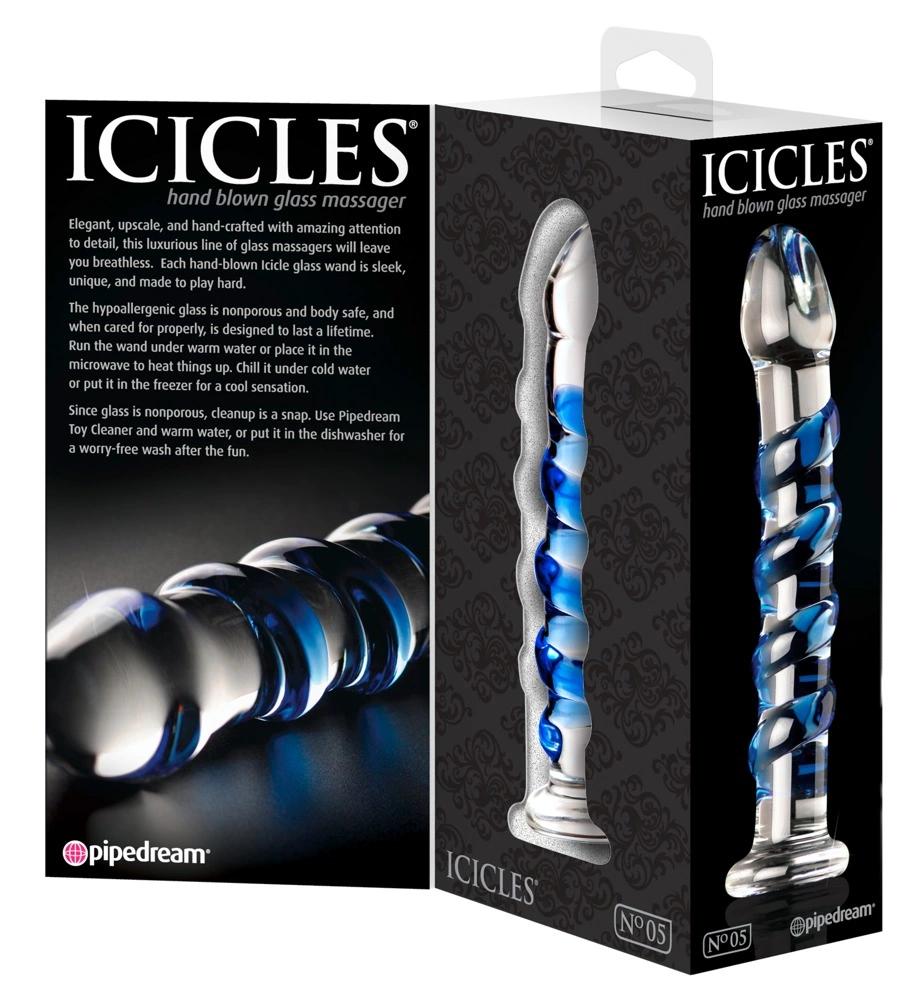 Icicles - Curved Glass Dildo with Grooves