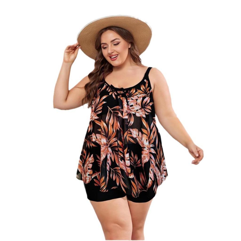 2024 Plus Size High Waist Tankini Two-Piece Women's Swimwear