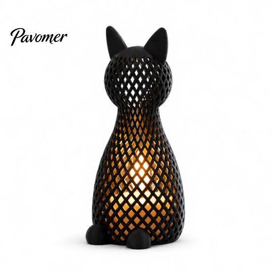 Modern Animal Light Hollow Mesh Cat Table Lamp, 3D Printed Kitten Night Light, Nursery Bedside Desk Lamp for Bedroom Living Room Home Decor