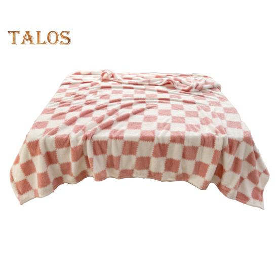 

Плюшевое одеяло с шахматным узором, дышащее пушистое одеяло, клетчатое одеяло для всех сезонов, для дома, офиса, путешествий 70cm розовый