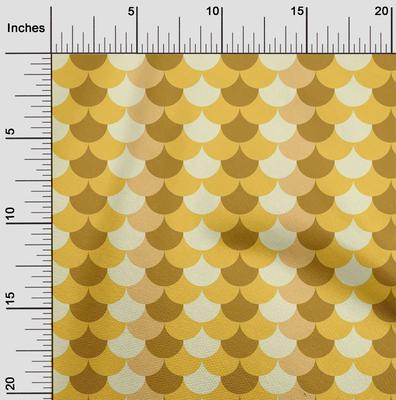 Algodón Elastano Mostaza Oscuro Escamas Geométricas Tela para Coser Por Metro Estampada Suministros para Costura de Ropa DIY 40 Pulgadas