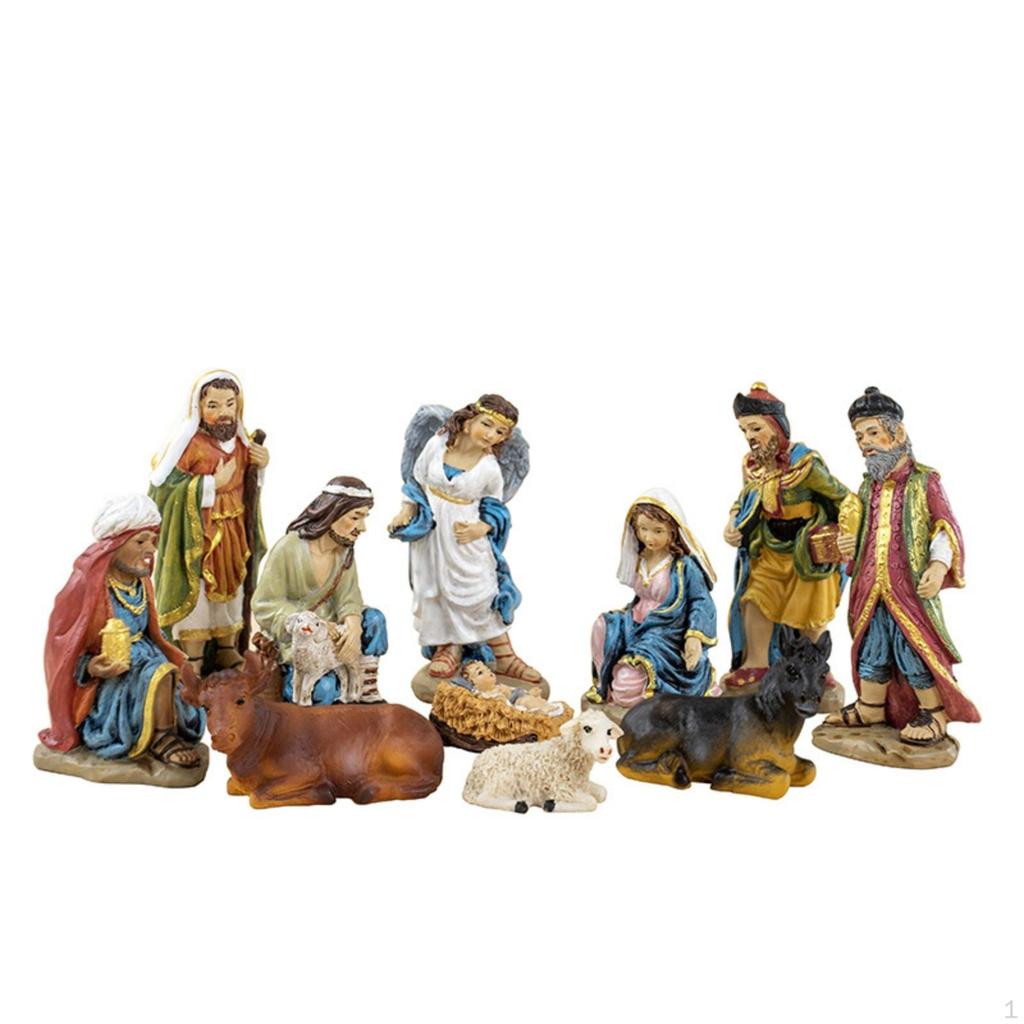 11 Pieces Christmas Nativity Scene Set Indoor Shelf Manger
