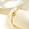 Exquisite Gold Plated Five Leaf Petal Flower Bracelet for Women, Adjustable Stainless Steel Chain Zircon Bracelet,Luxury Jewelry