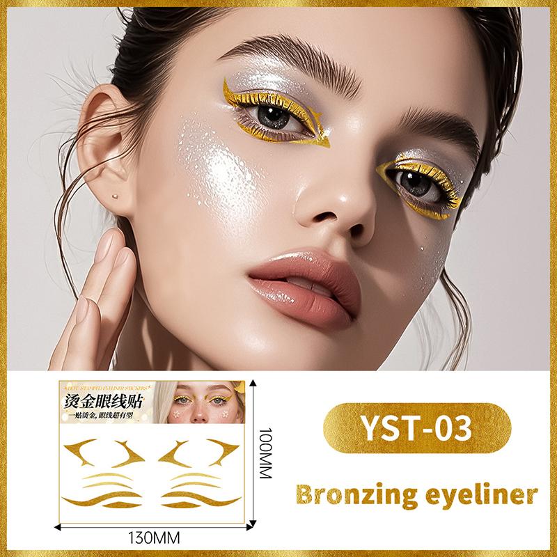 Glitzer Aufkleber Gesicht Eyeliner Tattoo Flash Gold Temporäre Tattoos Wasserdichte Make-up Abziehbilder Für Mädchen Party Musikfestival