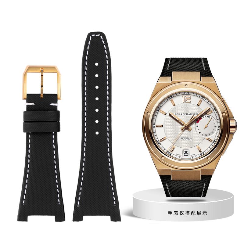 Nylonowo-skórzany pasek do zegarka IWC Engineer z wycięciem Pasek IW500501 IW378507 IW322703 Seria Czarny Sportowy płócienny pasek do zegarka