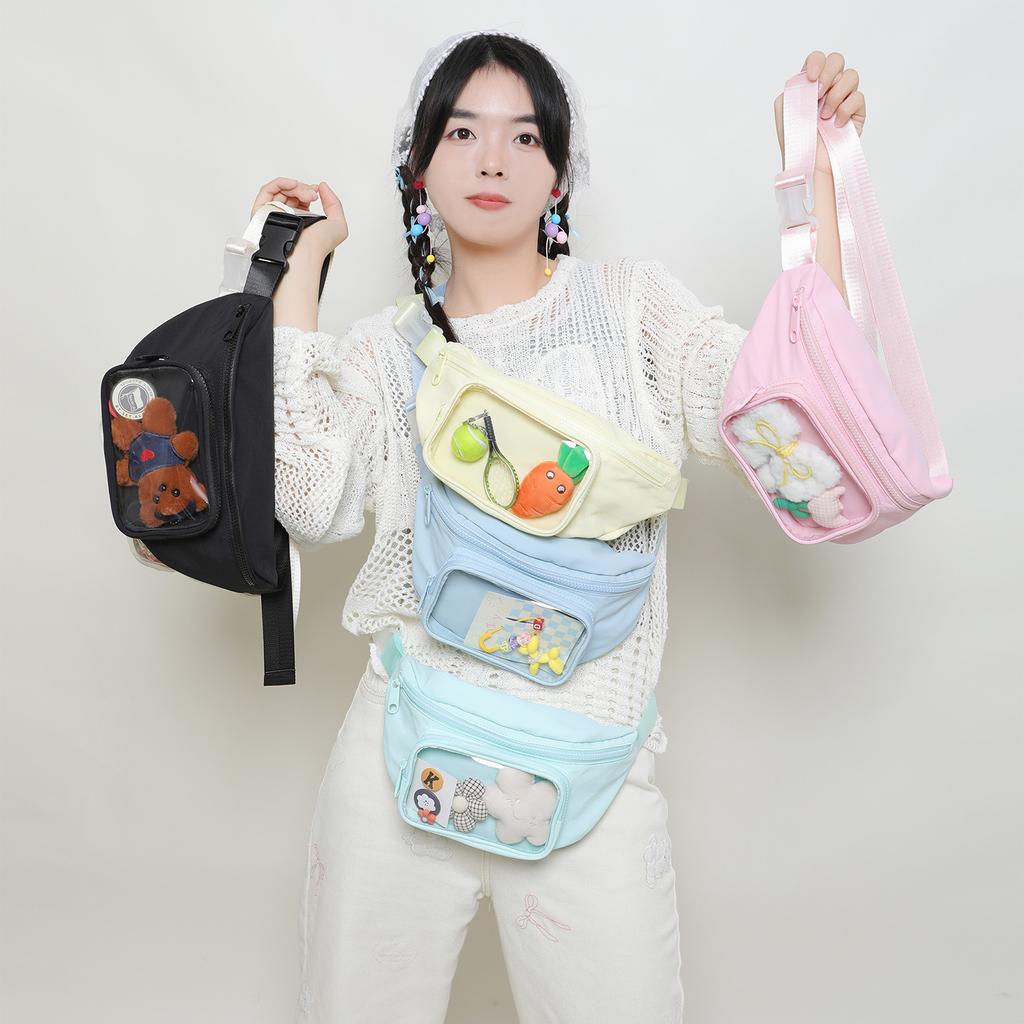 Schmerztasche, Kleiner Appetit, Schmerzschicht Brusttasche, Damen Frühling und Sommer Transparente Tasche, Leichte Wasserdichte Nylon Umhängetasche, Herren Bauchtasche