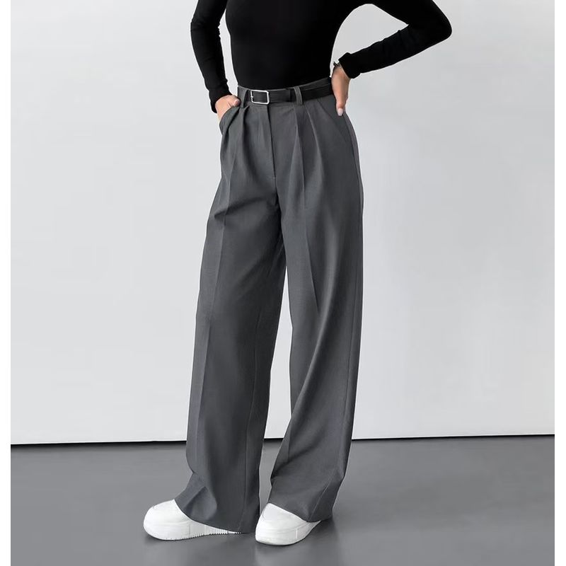 Western Style Autumn New Loose Wide Leg High Waist Casual Suit trousers High Waisted Casual Pants