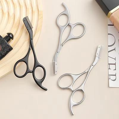 Professionelle Augenbrauenschere aus Edelstahl mit Kamm - Antiallergisch, Ergonomisches Design für beide Hände, Präzise Formgebung