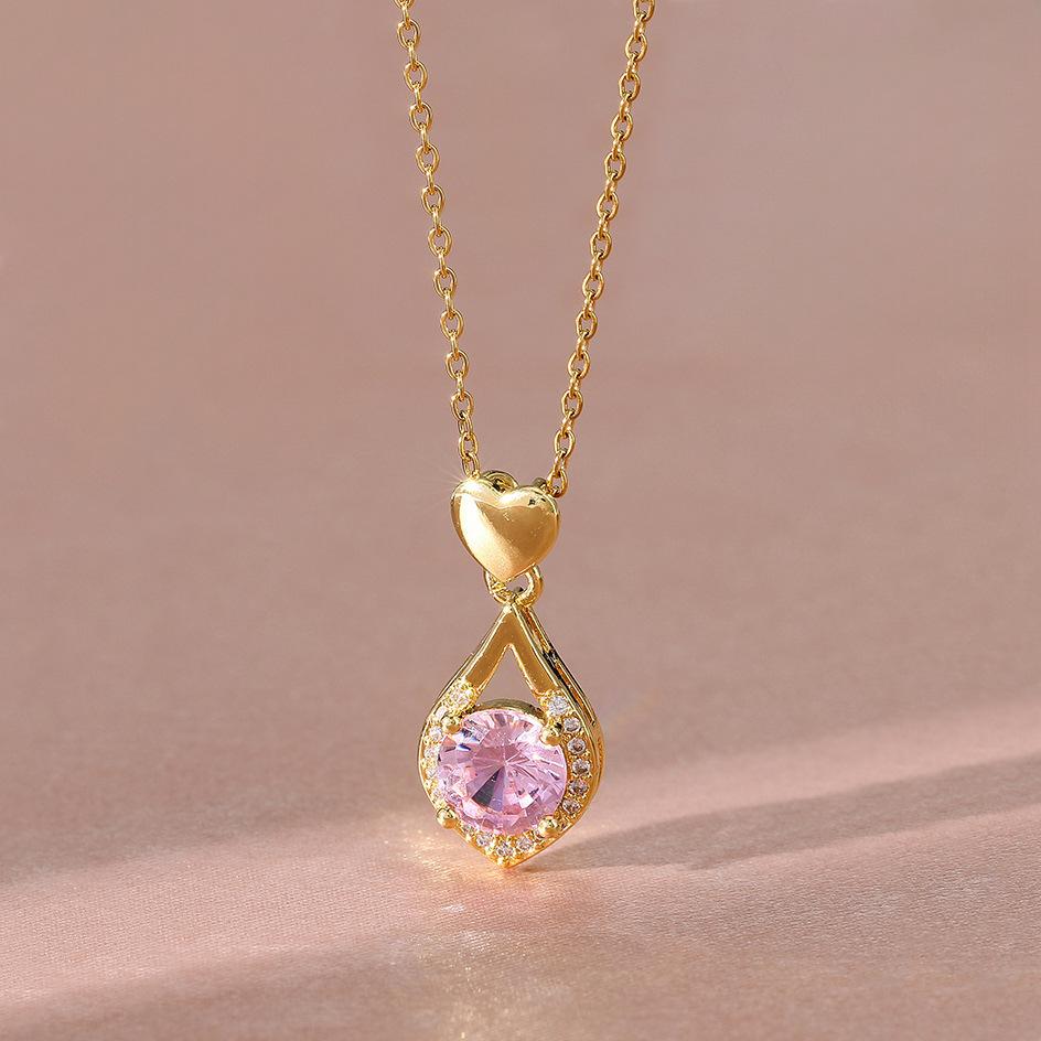 Love Water Drop Necklace Female Versatile Temperament Slightly Set With Diamonds, Collarbone Chain With Jewelry