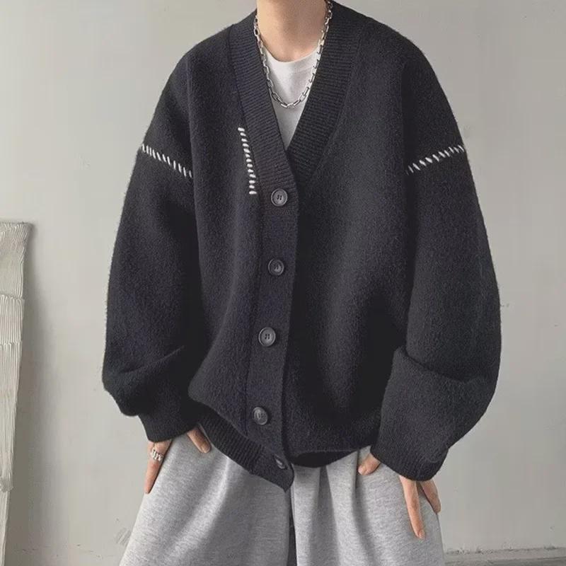 Unisex V-Neck Loose-Fit Knitted Cardigan Sweater