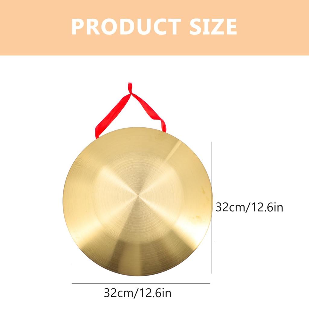 EXCEART Gong, 32cm Gold, Percussion Drum, Signal Drum, Copper Steel with Play Hammer, Mallet and Hanging Cord Set, Perfect for Openings,
