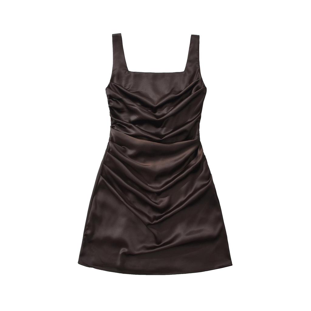 Slim Fit Pleated Spaghetti Strap Dress - Chic Spring/Summer Style