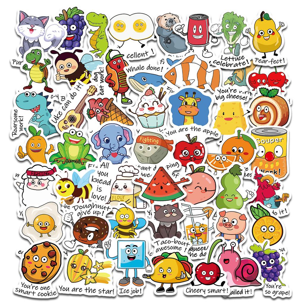 50 Homophone Stickers TEMU English Puns Fun Reward Children Cute Student Stickers
