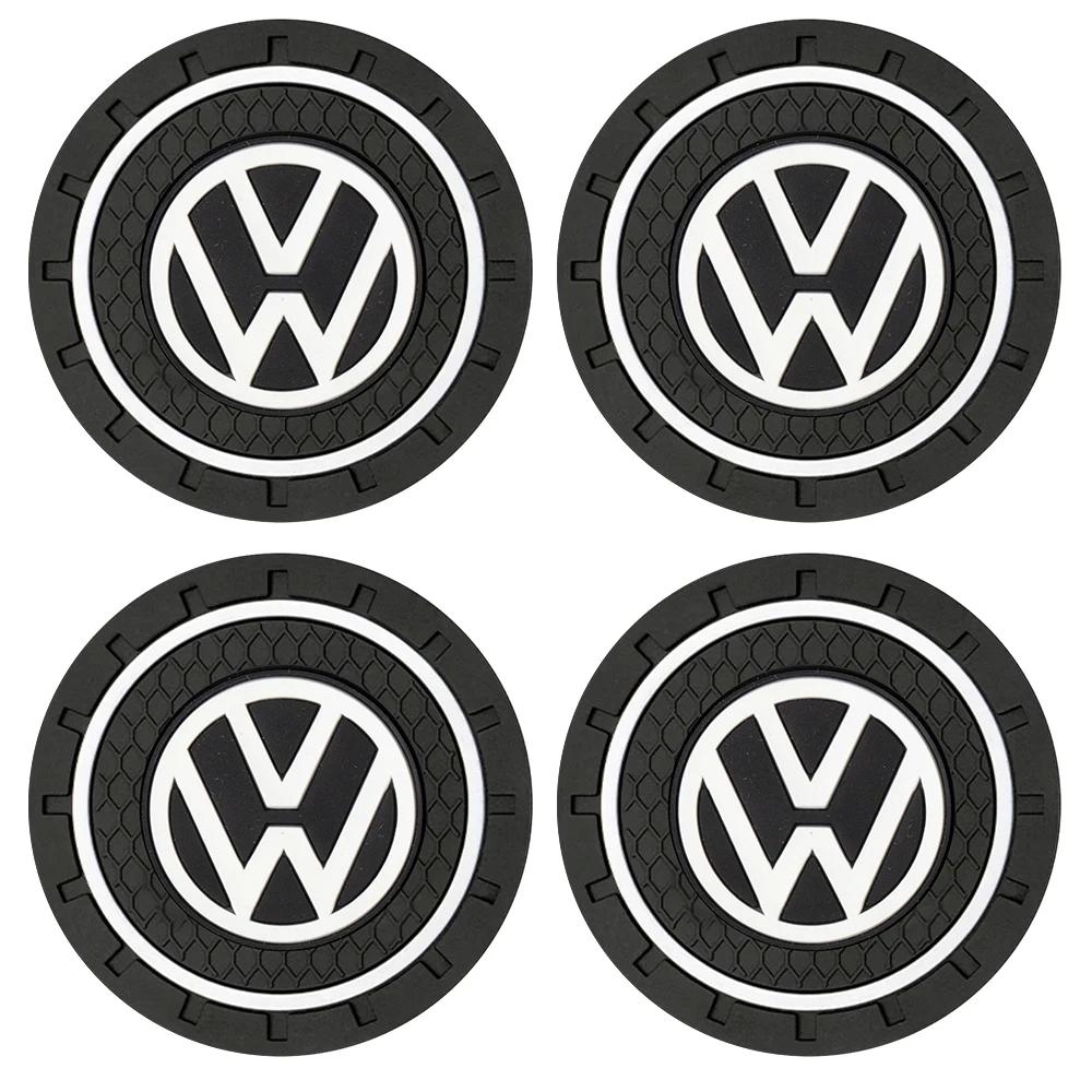 

2025 Hot 1/2/4Pcs Car Anti-Slip Silicone Coaster Auto Water Cup Pads For Volkswagen VW R Line GTI Golf 4 5 7 Caddy Passat b6 Pol