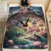 1PC Peacocks and Plants  Print FlAannel Blanket, High quality Comfortable for All Seasons, Home Decor, Warmth and Comfort