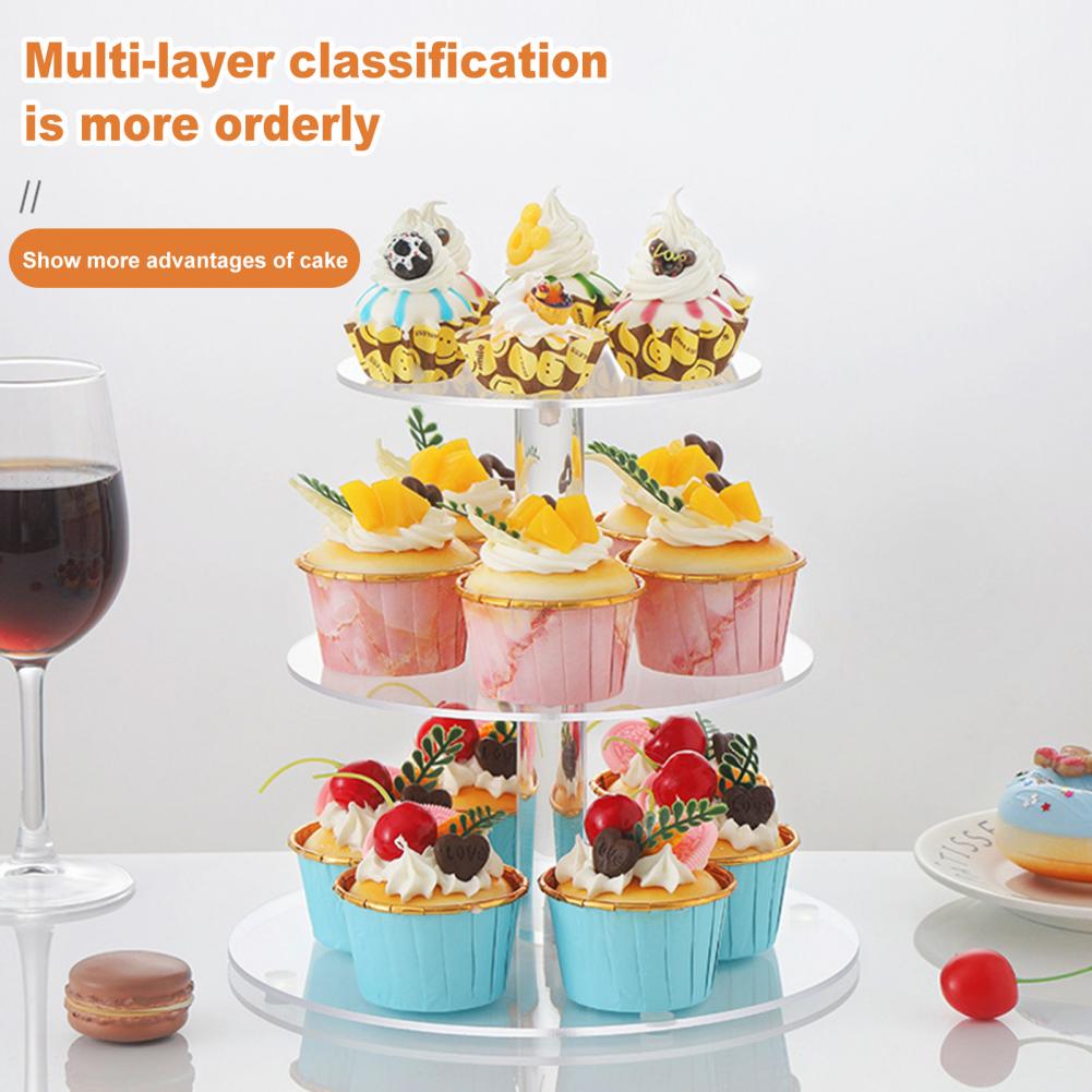 Space-saving 1 Set Helpful Clear Party Wedding Cupcake Tower Acrylic Cake Stand Round   Party Supplies